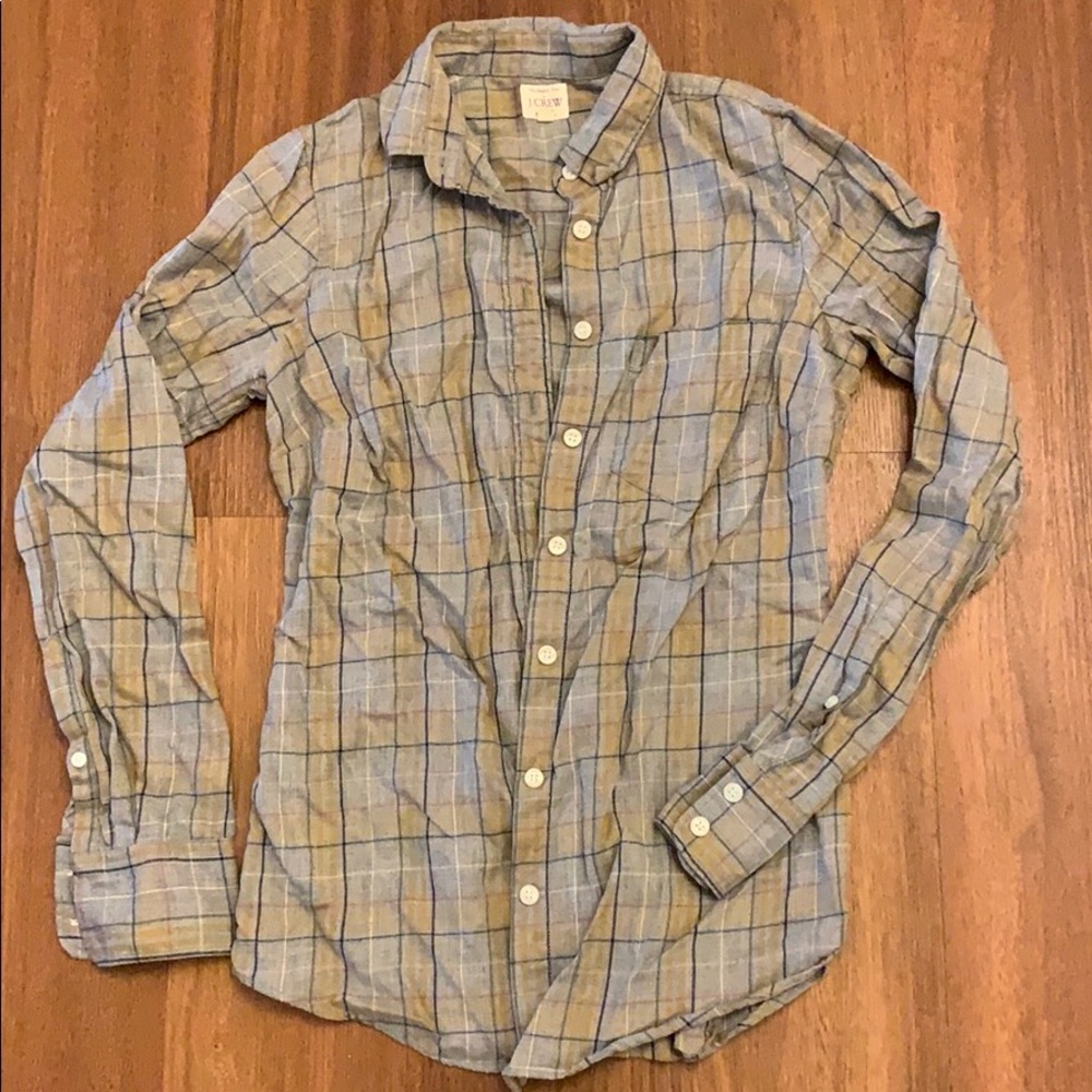 Lightly Worn Grey Plaid JCrew Button Down Shirt!